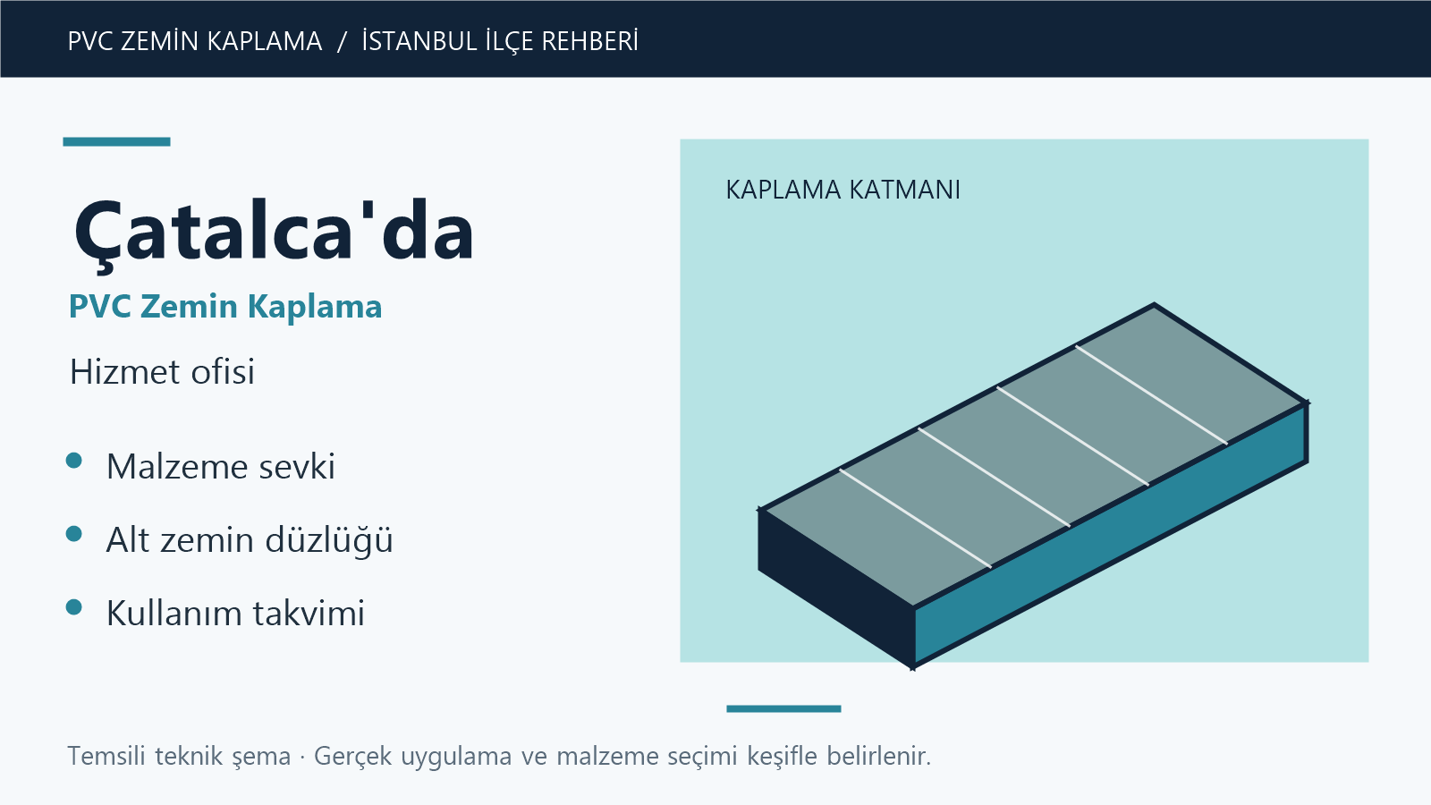 Çatalca'da PVC zemin kaplama hizmet ofisi temsili teknik şeması