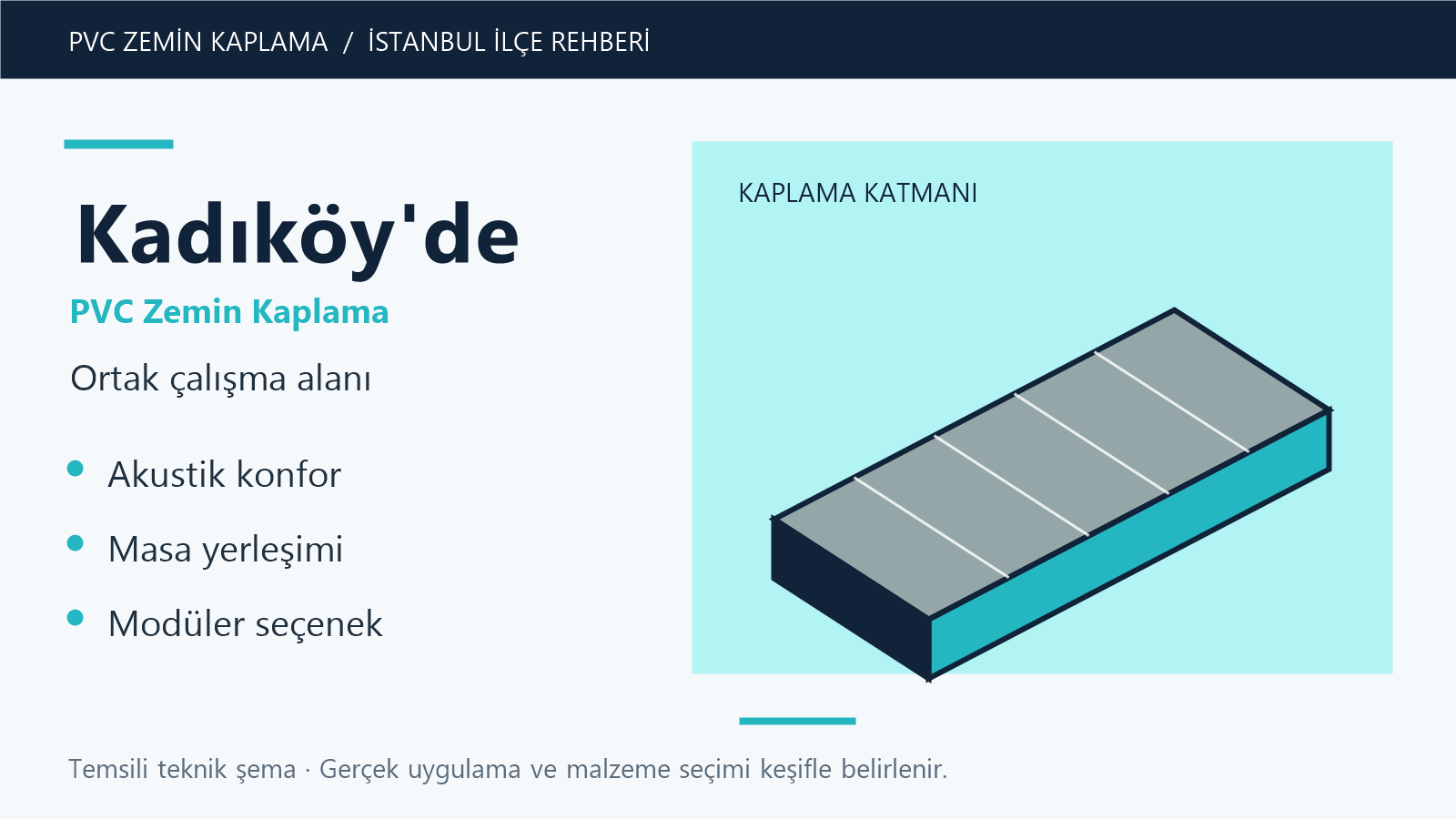Kadıköy'de PVC zemin kaplama ortak çalışma alanı temsili teknik şeması