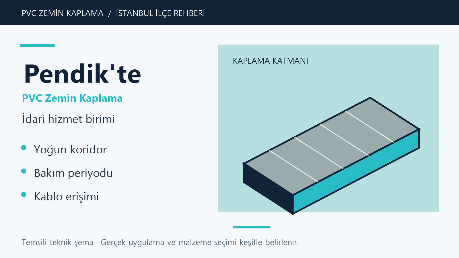 Pendik'te PVC zemin kaplama idari hizmet birimi temsili teknik şeması