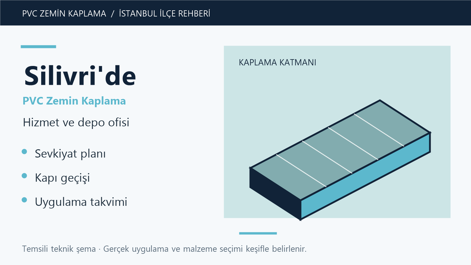 Silivri'de PVC zemin kaplama hizmet ve depo ofisi temsili teknik şeması
