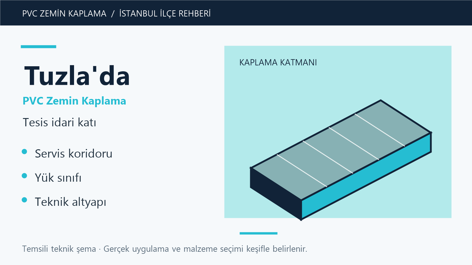 Tuzla'da PVC zemin kaplama tesis idari katı temsili teknik şeması