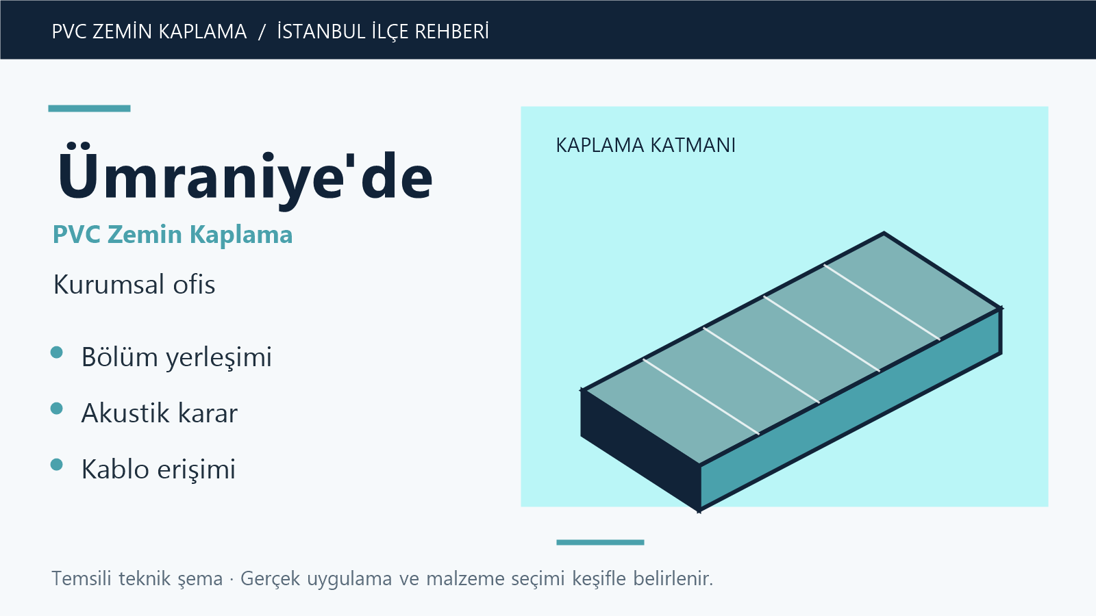 Ümraniye'de PVC zemin kaplama kurumsal ofis temsili teknik şeması